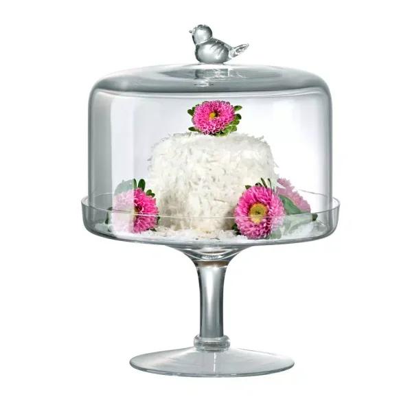 Artland Songbird Glass Covered Pedestal Cake Stand with Bird Finial, 8 in.