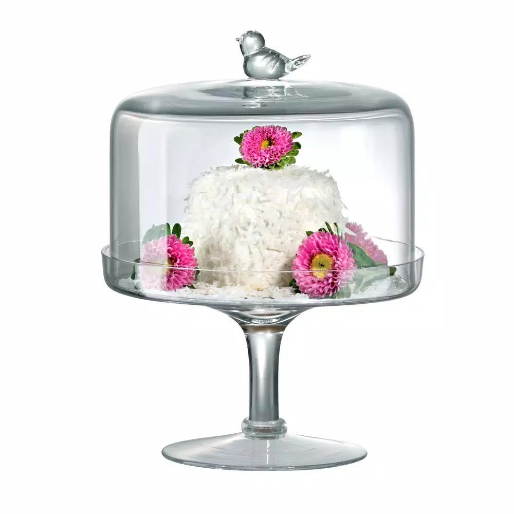 Artland Songbird Glass Covered Pedestal Cake Stand with Bird Finial, 8 in.