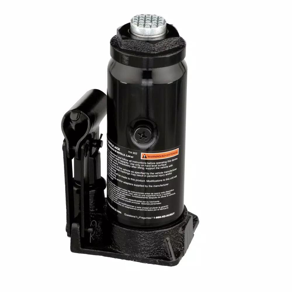 Husky 6-Ton Hydraulic Bottle Jack, 12,000 lb. Capacity
