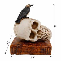 Flora Bunda Halloween Decor Polyresin Black Crow and Skull with Book Tabletop Sculpture thumbnail 2