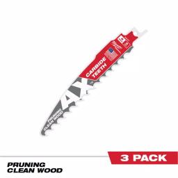 Milwaukee 6 in. Carbide Teeth Pruning Reciprocating Saw Blade, 3 TPI (3-Pack) thumbnail 1