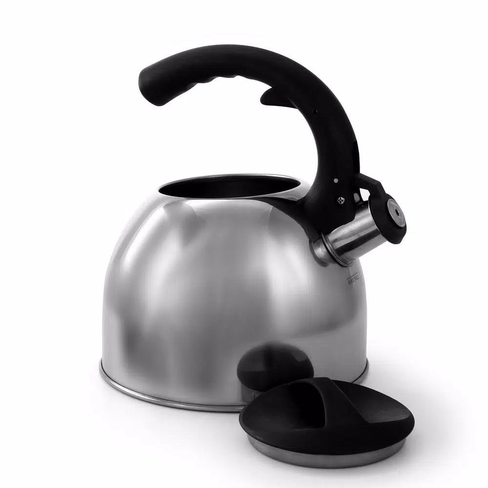 Mr. Coffee Steamline 2 Qt. Stainless Steel Tea Kettle with Whistle, Gray