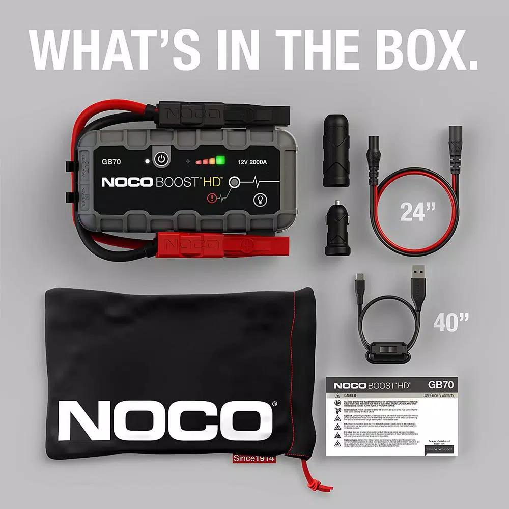 NOCO GB70 2000 Amp 12V UltraSafe Lithium Jump Starter for Up to 8L Gas and 6L Diesel Engines