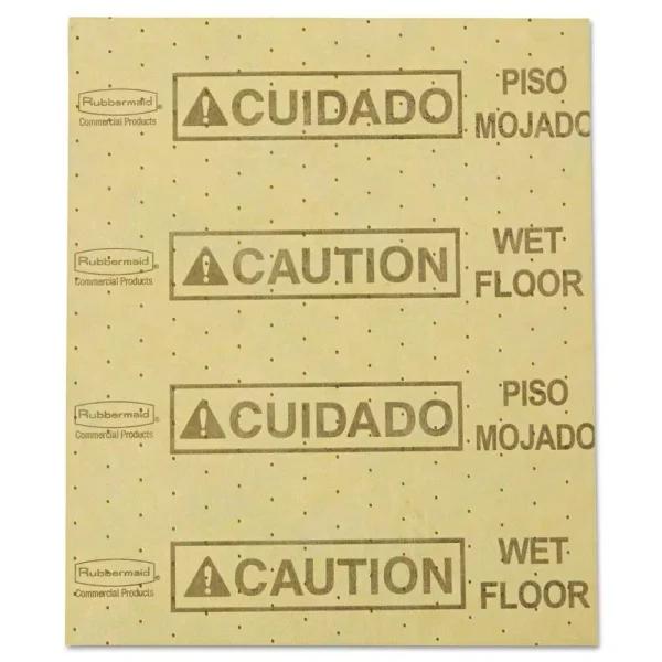 Rubbermaid Commercial Over-the-Spill Caution Wet Floor Pads, Yellow, 16.5 x 20 in. (22 Sheets)