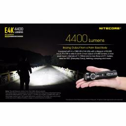 NITECORE E4K Tactical EDC Flashlight, 4400 Lumens, USB-C Rechargeable, Waterproof & Impact Resistant thumbnail 3