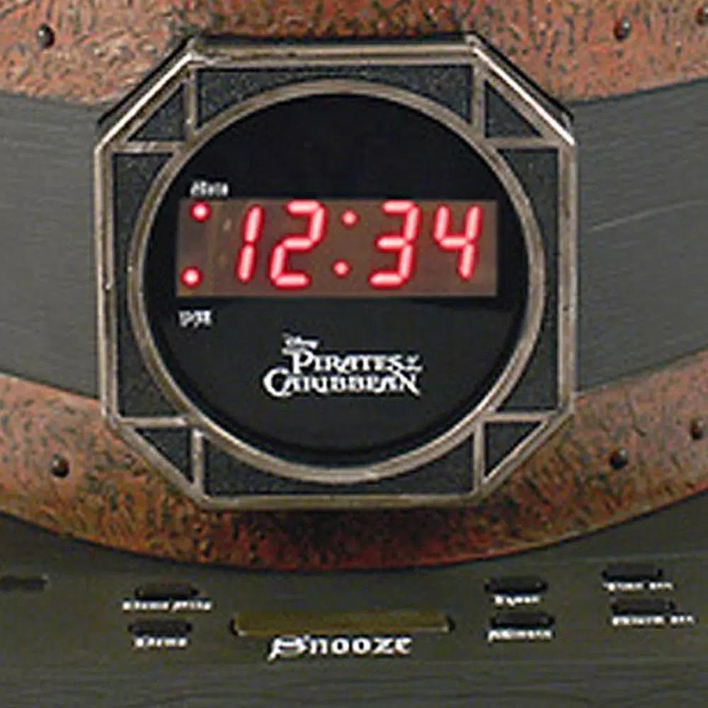 Disney Pirates of the Caribbean Themed Digital Alarm Clock Radio with Animated Jaw and Red LED Eyes