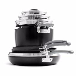 GreenPan Levels Essential 10-Piece Aluminum Ceramic Nonstick Cookware Set, Gray thumbnail 6