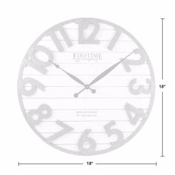 FirsTime & Co. Sawyer Shiplap Wall Clock, 18-in Round Rustic Farmhouse Decor thumbnail 3