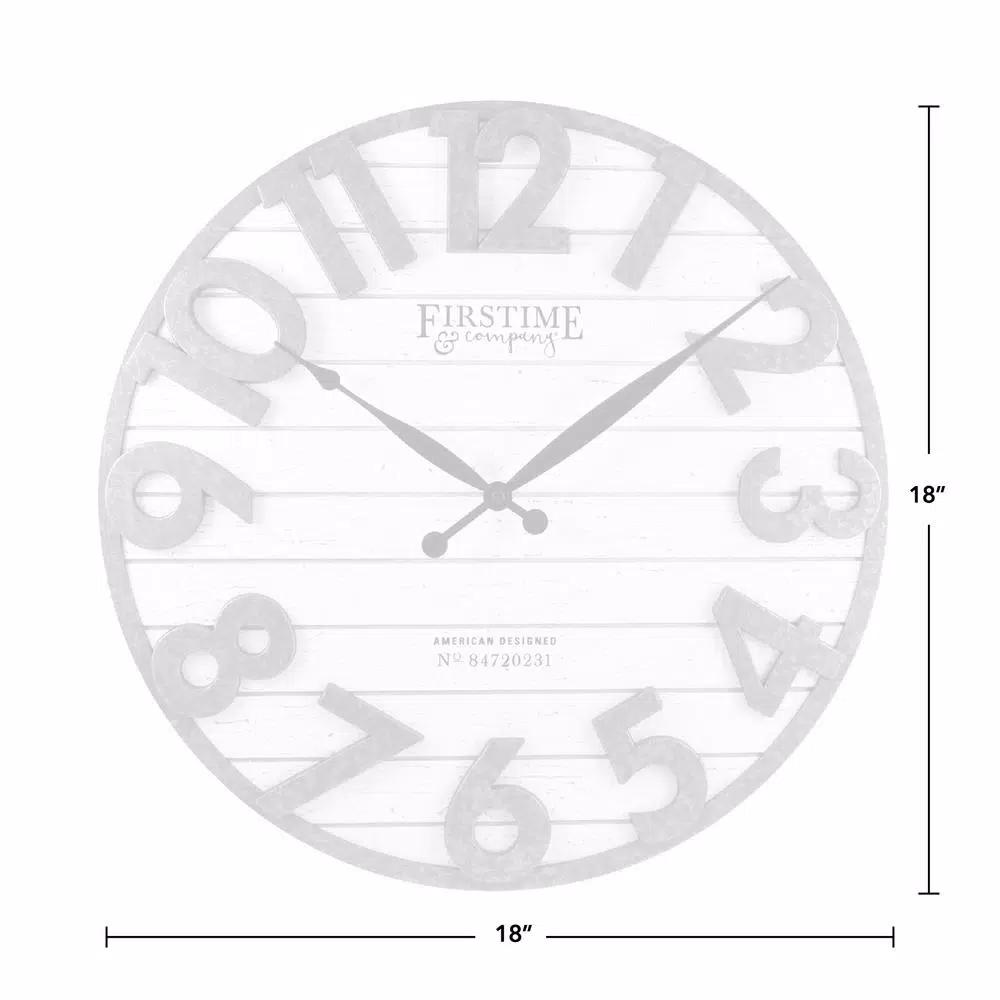 FirsTime & Co. Sawyer Shiplap Wall Clock, 18-in Round Rustic Farmhouse Decor