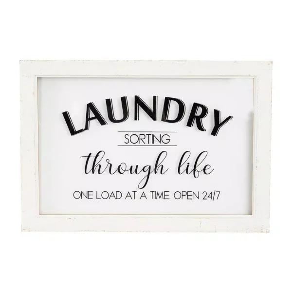 3R Studios Laundry Sorting Through Life One Load at a Time Wood Sign - White Decorative Wall Decor