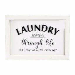 3R Studios Laundry Sorting Through Life One Load at a Time Wood Sign - White Decorative Wall Decor thumbnail 1