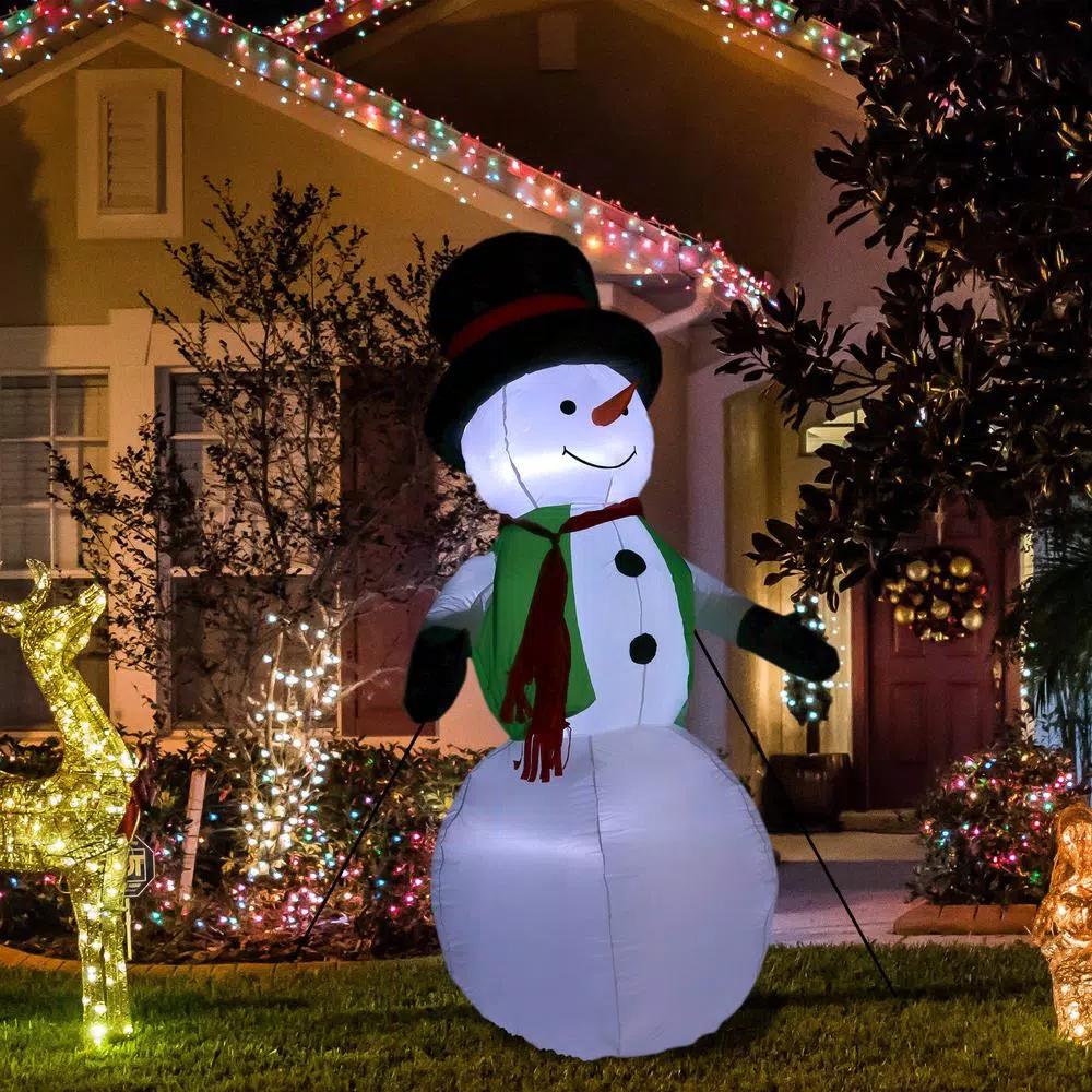 Sunnydaze Decor 6.8 ft. Holly Jolly Snowman Inflatable Outdoor Christmas Decoration with LED Lights