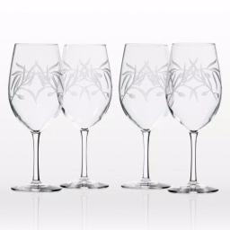 Rolf Glass Olive Branch 18 oz. All Purpose Wine Glass Set of 4 - Diamond-Wheel Engraved thumbnail 1