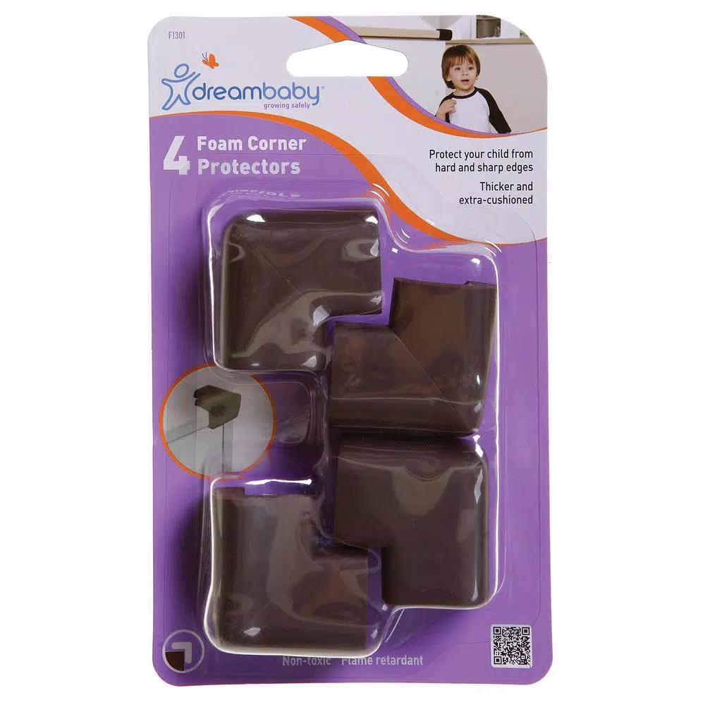 Dreambaby Foam Corner Protectors, Brown (4-Pack) - Furniture Edge Guards
