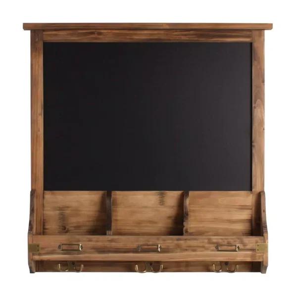 Kate and Laurel Stallard Rustic Brown Multi-Function Chalkboard Memo Board with Hooks and Pockets