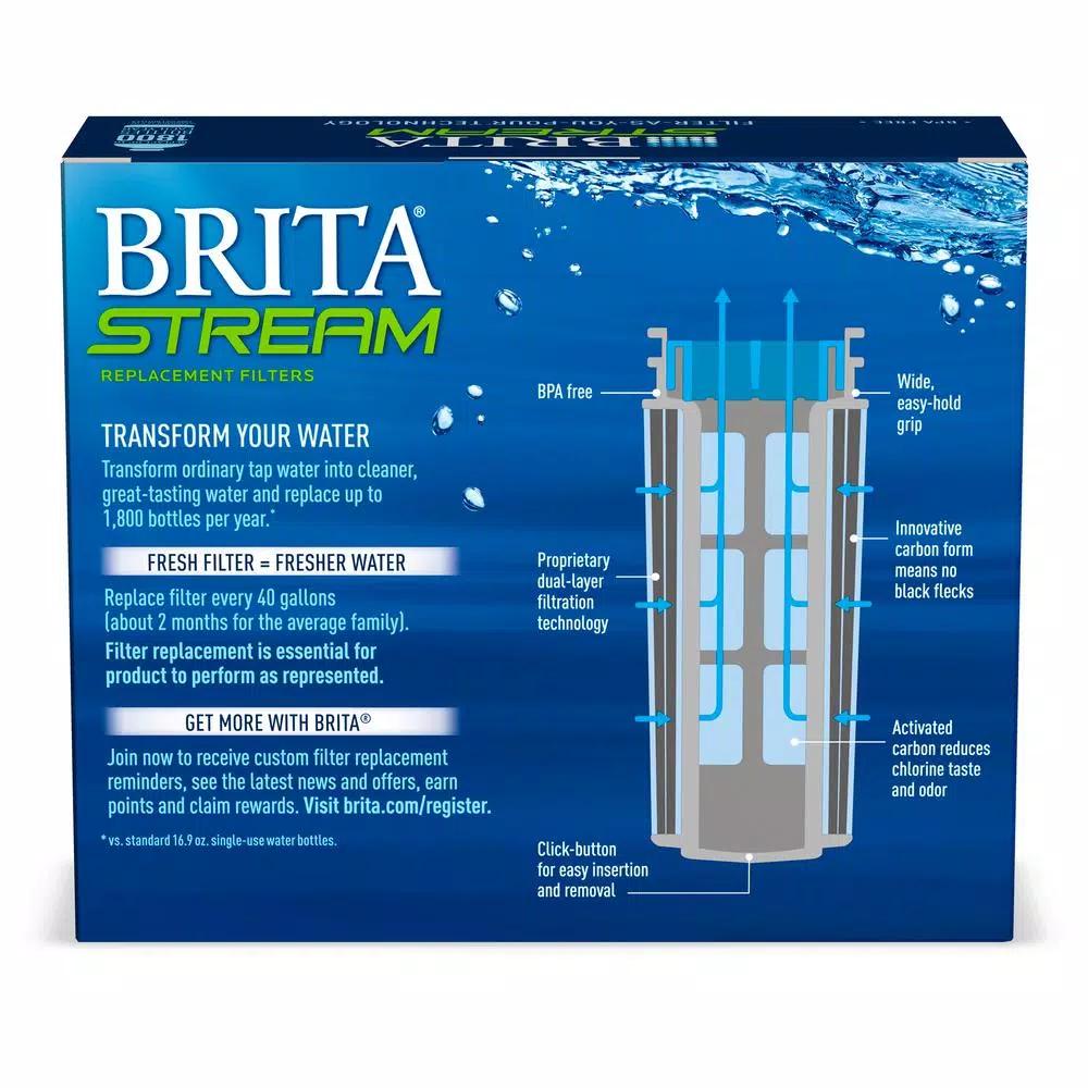 Brita Stream Replacement Water Filter Cartridges, BPA-Free, 3-Pack