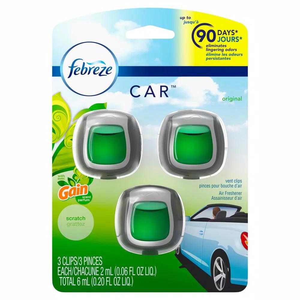 Febreze Car Air Freshener Vent Clips, Gain Original Scent, 3-Count