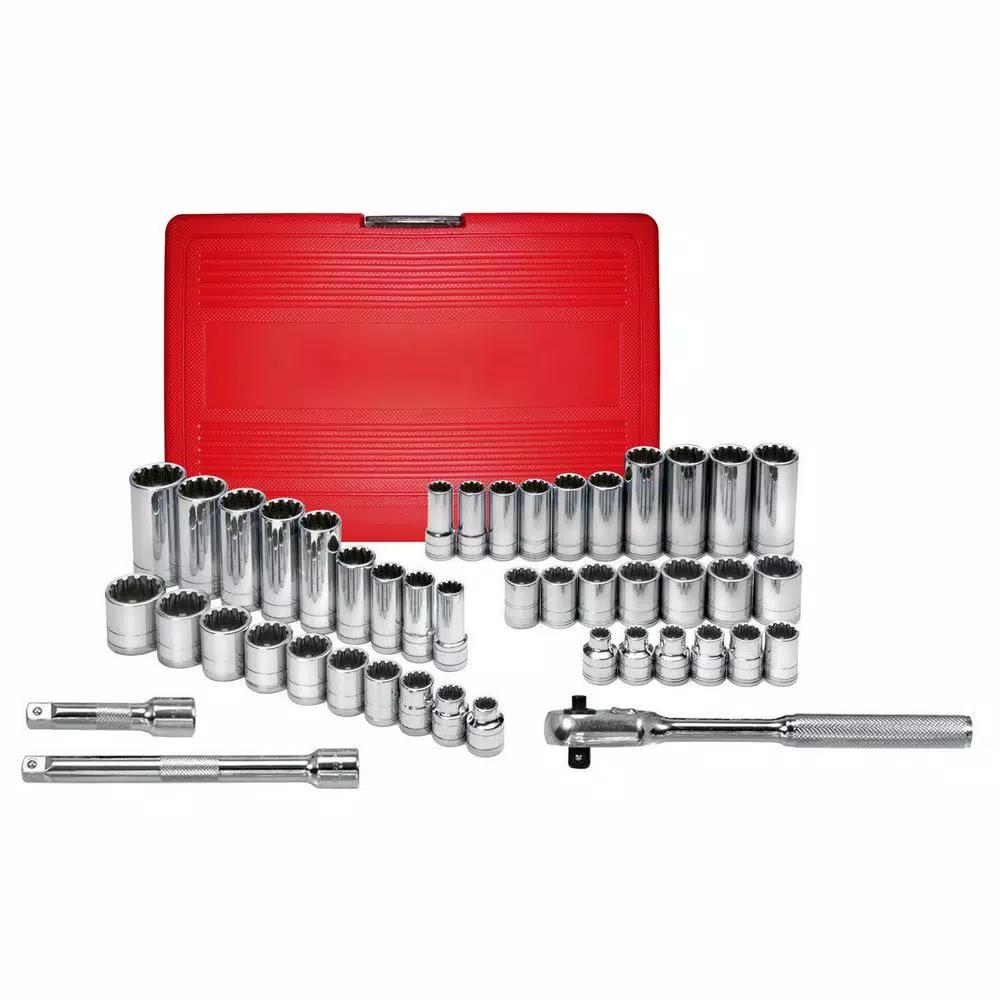 K Tool International 45-Piece 3/8 in. Drive Spline Socket Set with Ratchet and Extensions