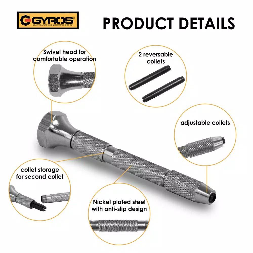 Gyros Swivel Head Pin Vise with 2 Double-Ended Collets