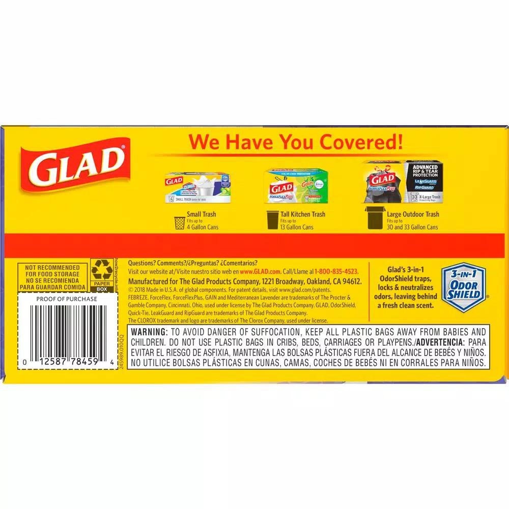 Glad 13 Gallon Tall Kitchen Trash Bags with Febreze Mediterranean Lavender OdorShield, Drawstring, 40-Count