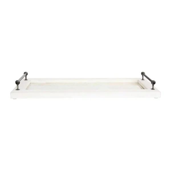 3R Studios Classic Distressed Wood Decorative Tray with Metal Handles, Rectangle