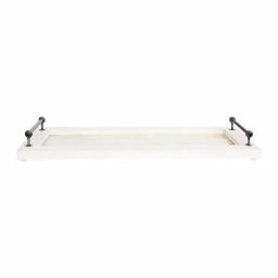 3R Studios Classic Distressed Wood Decorative Tray with Metal Handles, Rectangle thumbnail 1