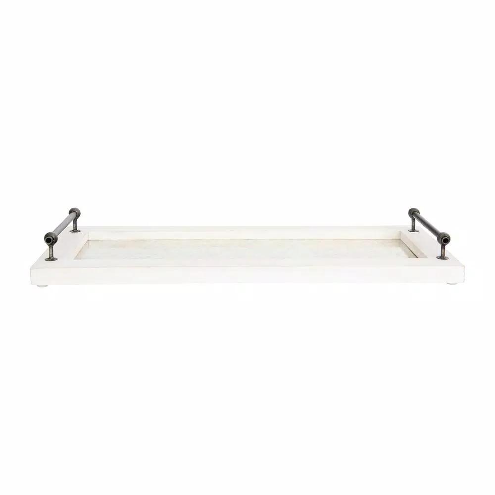 3R Studios Classic Distressed Wood Decorative Tray with Metal Handles, Rectangle