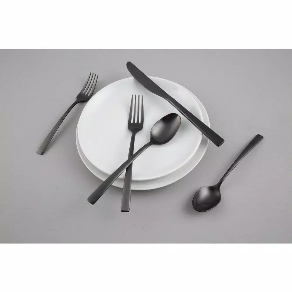 Fiesta Spark Black Satin 18/0 Stainless Steel 20-Piece Flatware Set, Service for 4