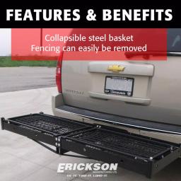 Erickson 60 in. x 20 in. Steel Folding Hitch Cargo Carrier, 500 lb. Capacity for 2 in. Receiver thumbnail 2