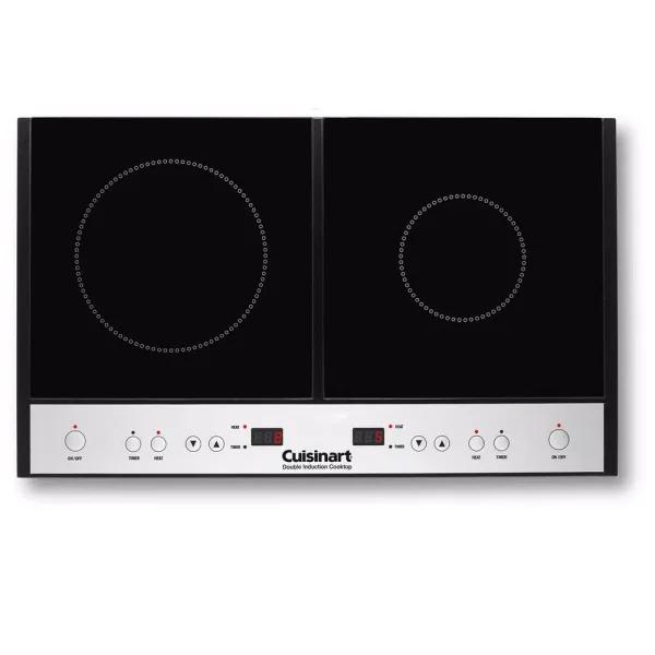 Cuisinart 2-Burner 12 in. Black Induction Cooktop Hot Plate, 1800W Portable Dual Induction Burner