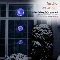 Alpine Corporation 37 in. 3-Tier Hanging Christmas Ornament with 350 Blue and White Chasing LED Lights thumbnail 7