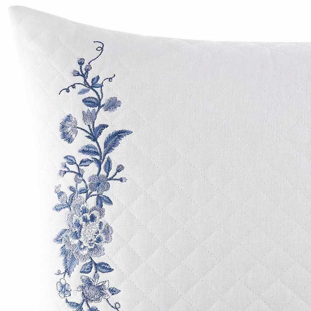 Laura Ashley Charlotte China Blue Floral Cotton Blend 16 x 20 in. Throw Pillow