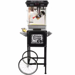 Funtime Sideshow Popper 8 oz. Popcorn Machine and Cart, Traditional Black Theater Style Popper thumbnail 4