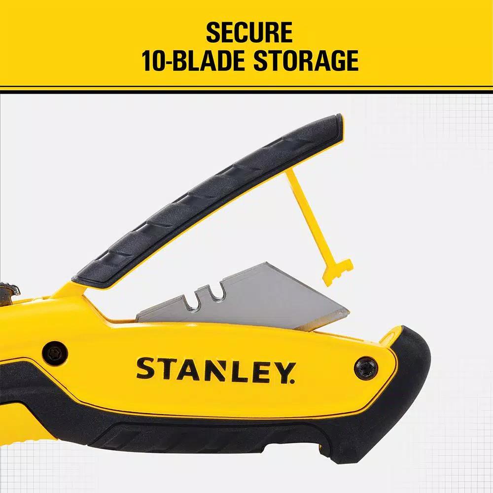 Stanley Retractable Utility Knife with 10 Bonus Steel Blades and Integrated Storage