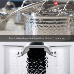 1829 Carl Schmidt Sohn STERN 2.6 qt. Hammered Stainless Steel Stock Pot with Lid thumbnail 6