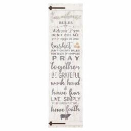 Pinnacle Patton Wall Decor Farmhouse Rules Rustic White Wood Plank Barn Door Sign, 47.5 x 13.5 in. thumbnail 2