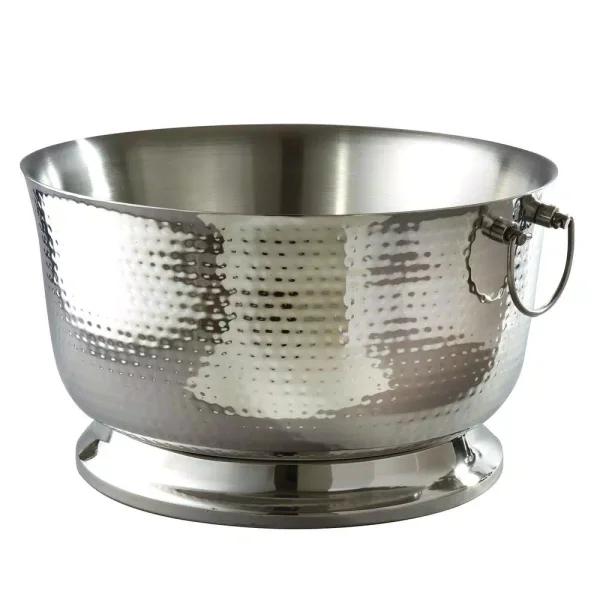 Elegance 5.75 Gal. Hammered Stainless Steel Party Tub with Double Wall Insulation and Handles