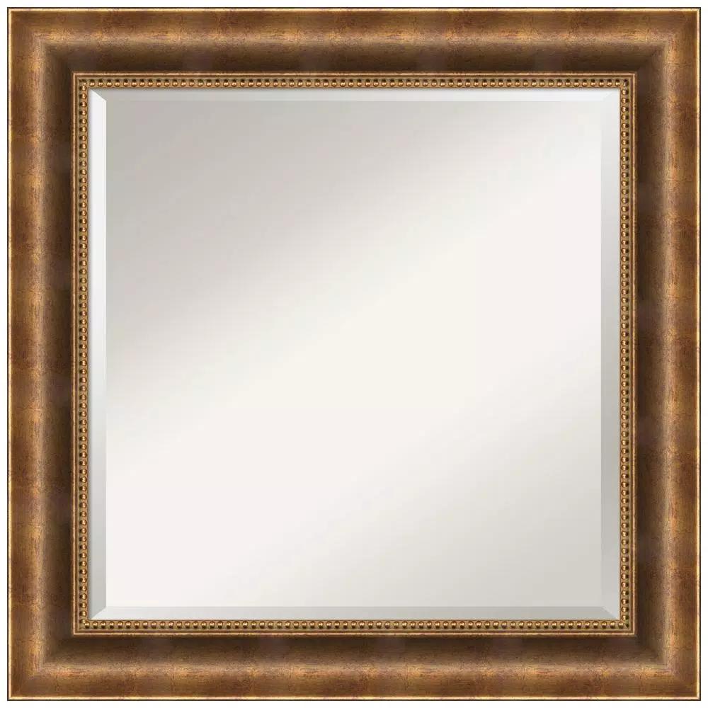 Amanti Art Manhattan Bronze 25.38 in. x 25.38 in. Square Wood Framed Bathroom Vanity Mirror