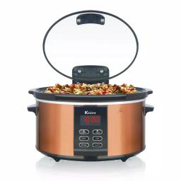 Euro Cuisine 6 Qt. Copper Electric Digital Slow Cooker with Programmable Timer and Hinged Glass Lid thumbnail 3