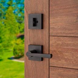 Baldwin Prestige Spyglass Single Cylinder Venetian Bronze Door Handleset with Square Lever thumbnail 10