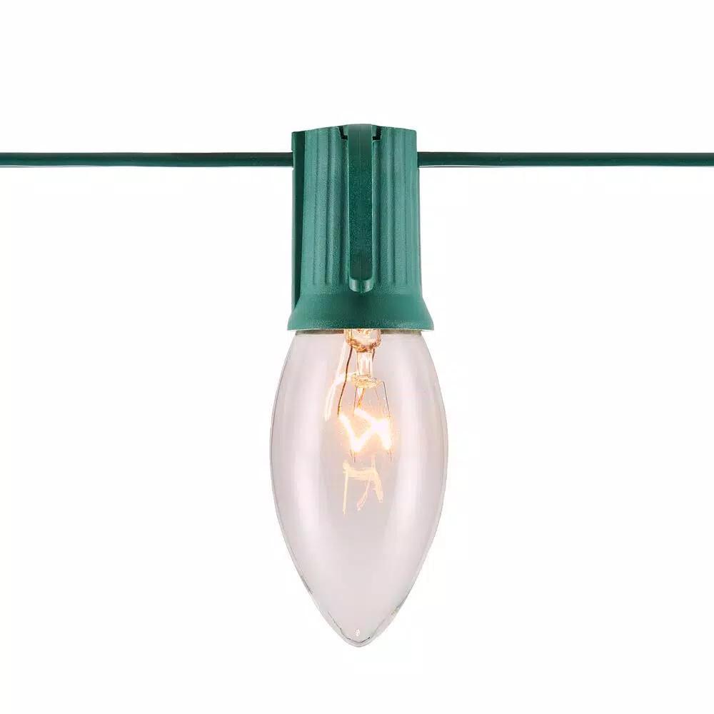 Home Accents Holiday 50 Count C9 Incandescent Christmas String Lights, White, Green Wire (Set of 2)