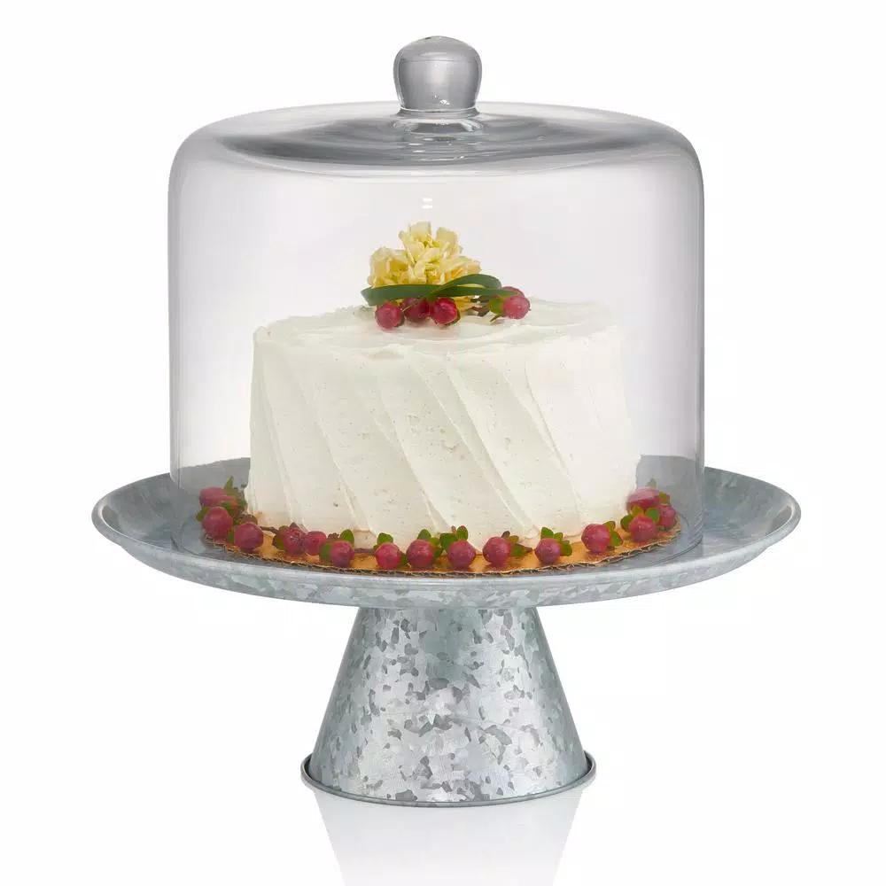 Artland Masonware 10 in. Galvanized Steel Cake Stand with 8 in. Glass Dome