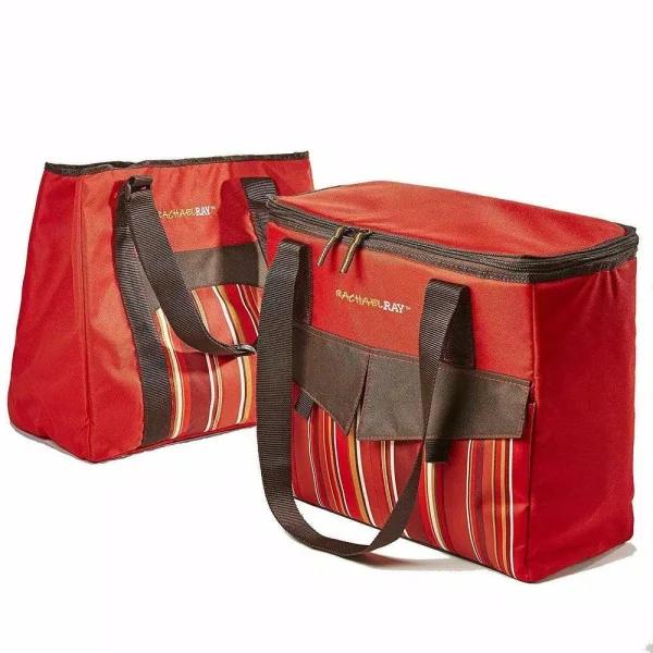 Rachael Ray ChillOut To Go Thermal Tote Set - Red 2-Piece Insulated Cooler and Dry Storage Bag