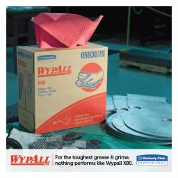 Kimberly-Clark PROFESSIONAL WypAll X80 Industrial Wipers, 9.1 x 16.8 in., 80 Count Red Pop-Up Box (5-Pack) thumbnail 4