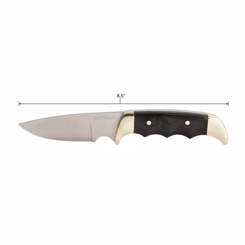 Sheffield 12180 Timber Series 4 in. Drop Point Fixed Blade Knife with Black Pakkawood Handle