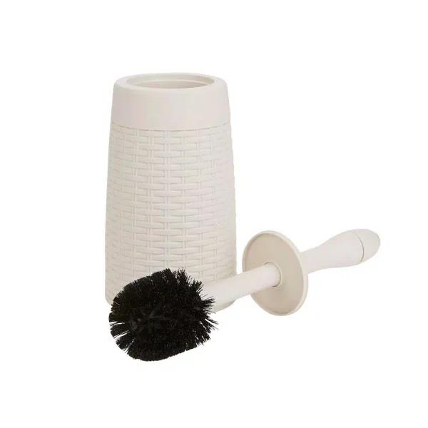 Mind Reader 12 in. Plastic Magic Toilet Brush and Holder Set in Ivory