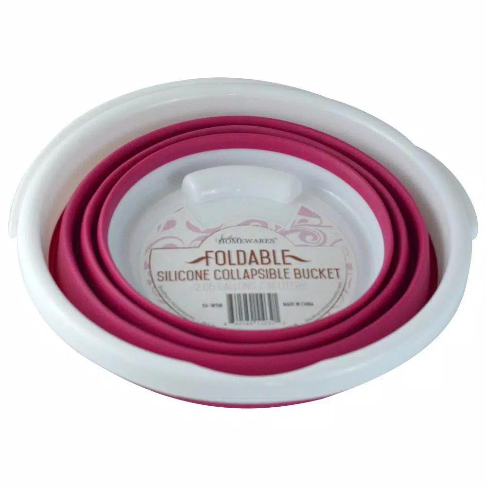 Southern Homewares 2.65 Gal. Pink Collapsible Silicone Bucket with Handle