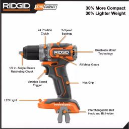 RIDGID 18V Brushless SubCompact 1/2 in. Drill/Driver & Drywall Cut-Out Tool Combo Kit thumbnail 3