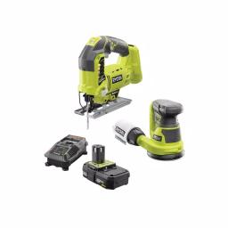 RYOBI 18V ONE+ Cordless Orbital Jig Saw and 5 in. Random Orbit Sander Combo Kit with 2.0 Ah Battery and Charger thumbnail 1