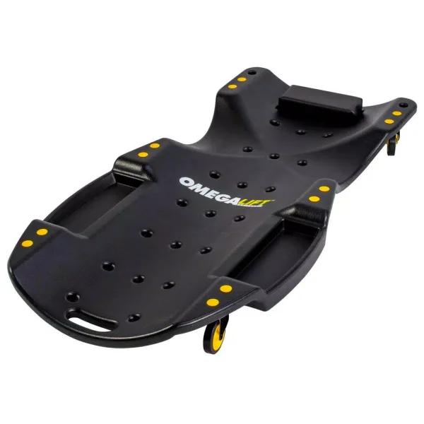 Omega Lift 48 in. HDPE Plastic Mechanic Creeper with Padded Headrest and Dual Tool Trays, 440 lb. Capacity